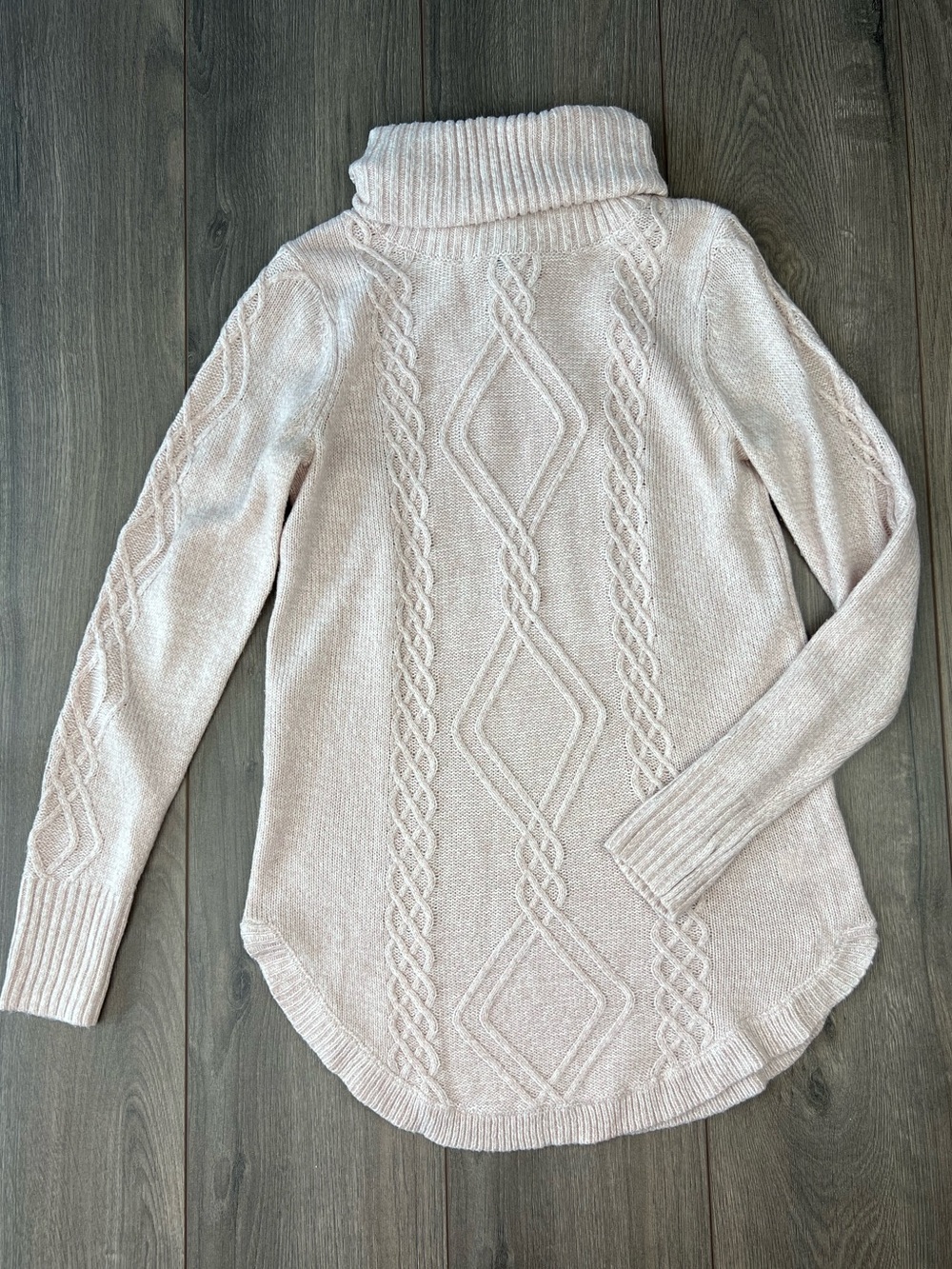 RW&CO. Cream Blush Cable Knit Turtleneck Sweater - Size Small